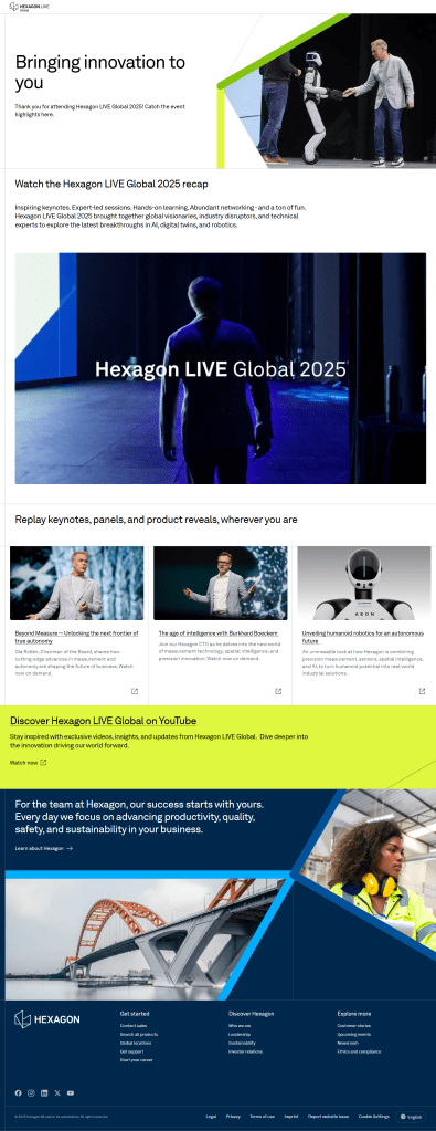 Screenshot of event web page